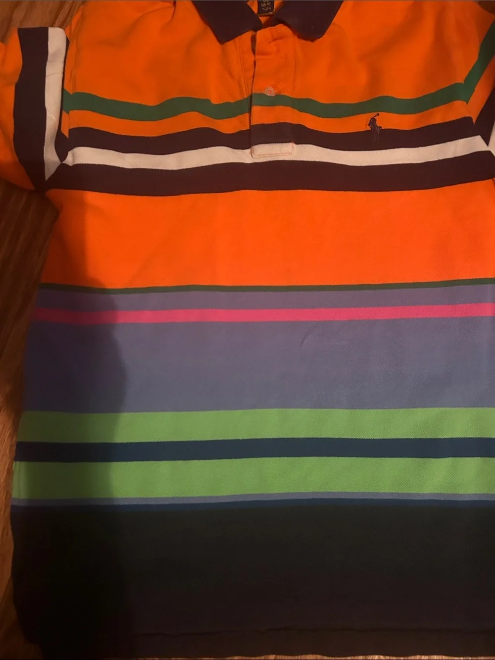 Ralph Lauren Orange Multicolor Striped Polo